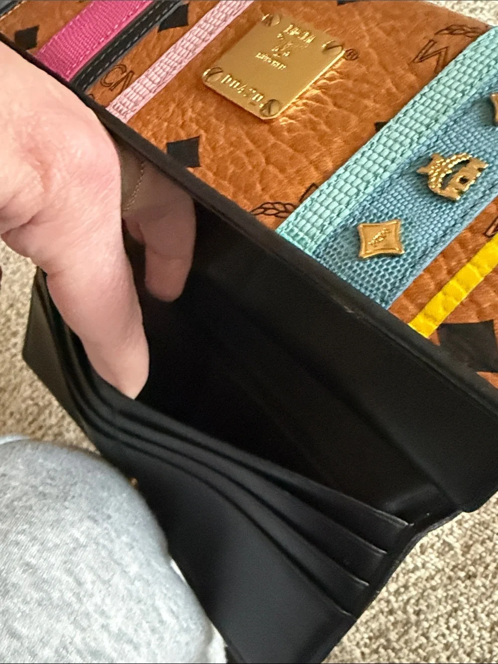 MCM Cognac Visetos Continental Wallet with Colorful Stripe Accents - Picture 11 of 11